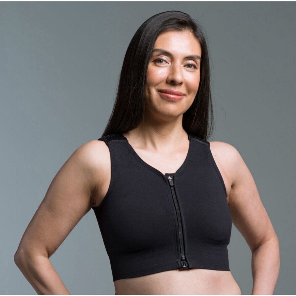 Front-Zip Black High Support Sports Bra